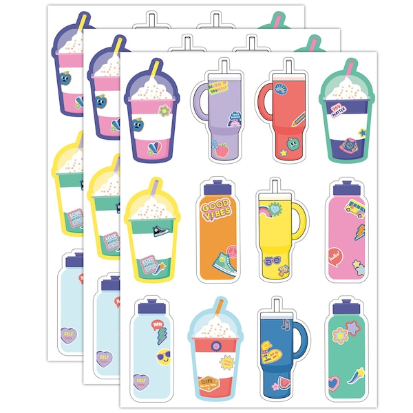 Carson Dellosa We Stick Together Cups & Water Bottles Cut-Outs, 108PK 120651 - main